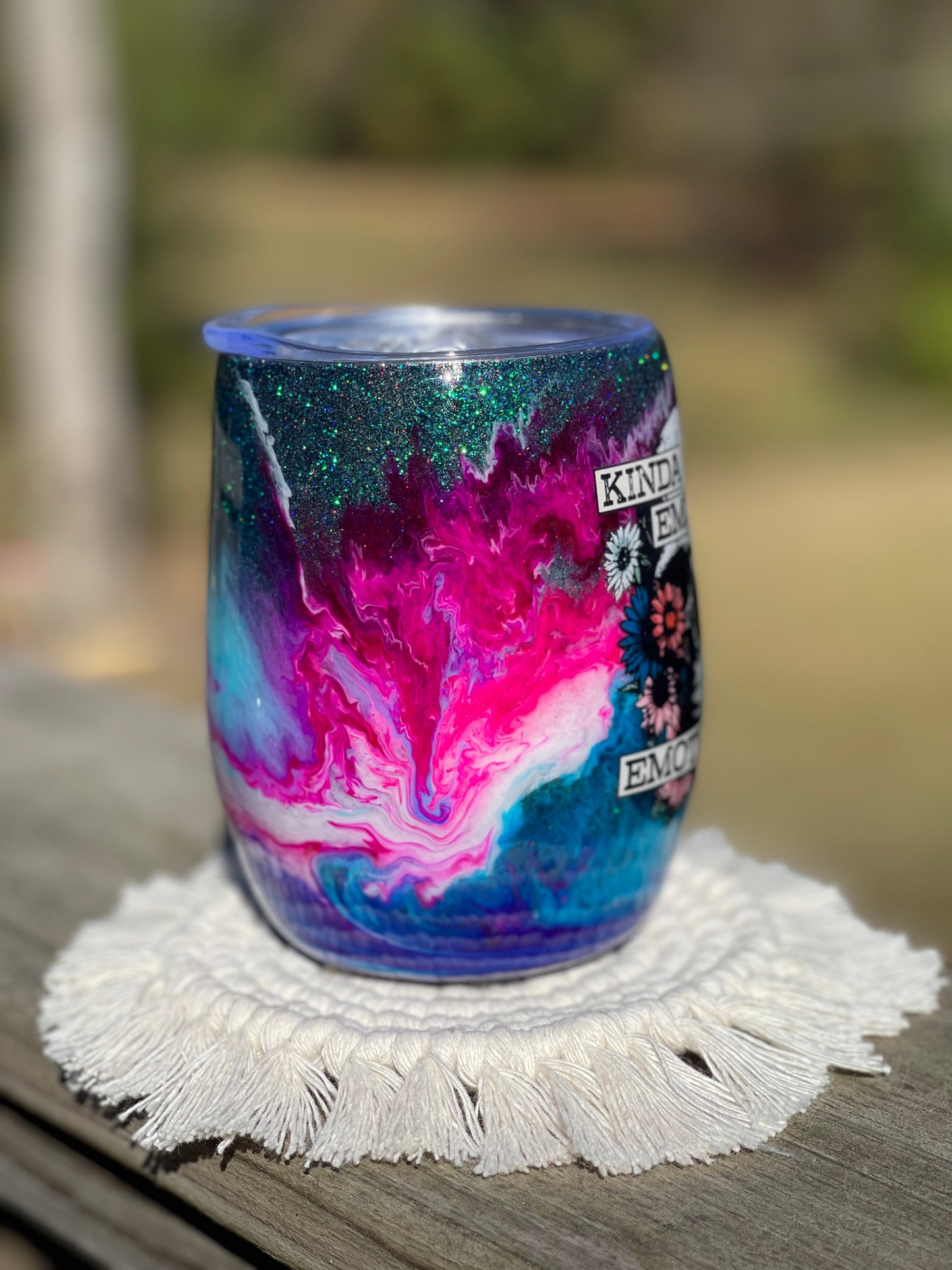 “Kinda emotional, Kinda emotionless-12 ounce wine tumbler