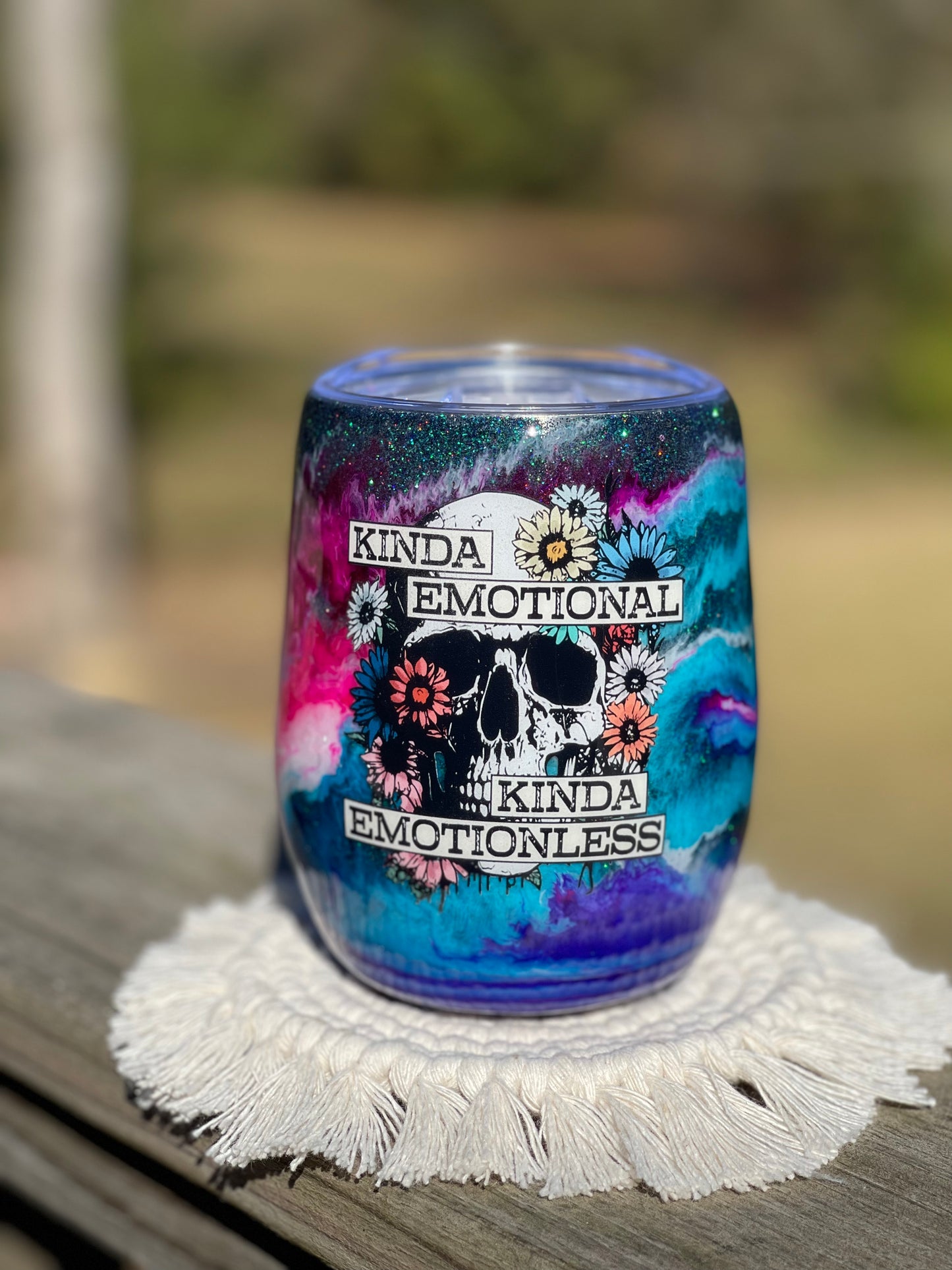 “Kinda emotional, Kinda emotionless-12 ounce wine tumbler