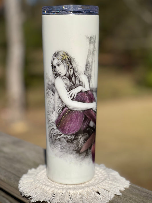 30 ounce skinny Purple tailed mermaid
