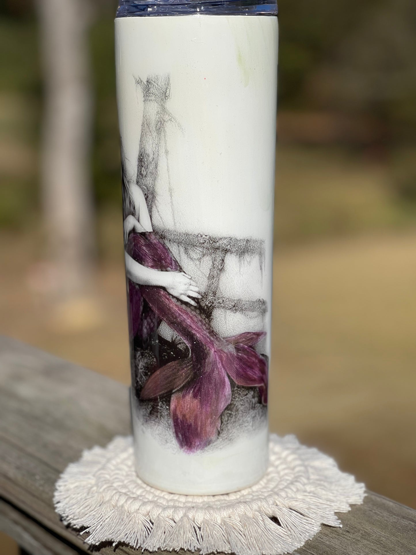 30 ounce skinny Purple tailed mermaid