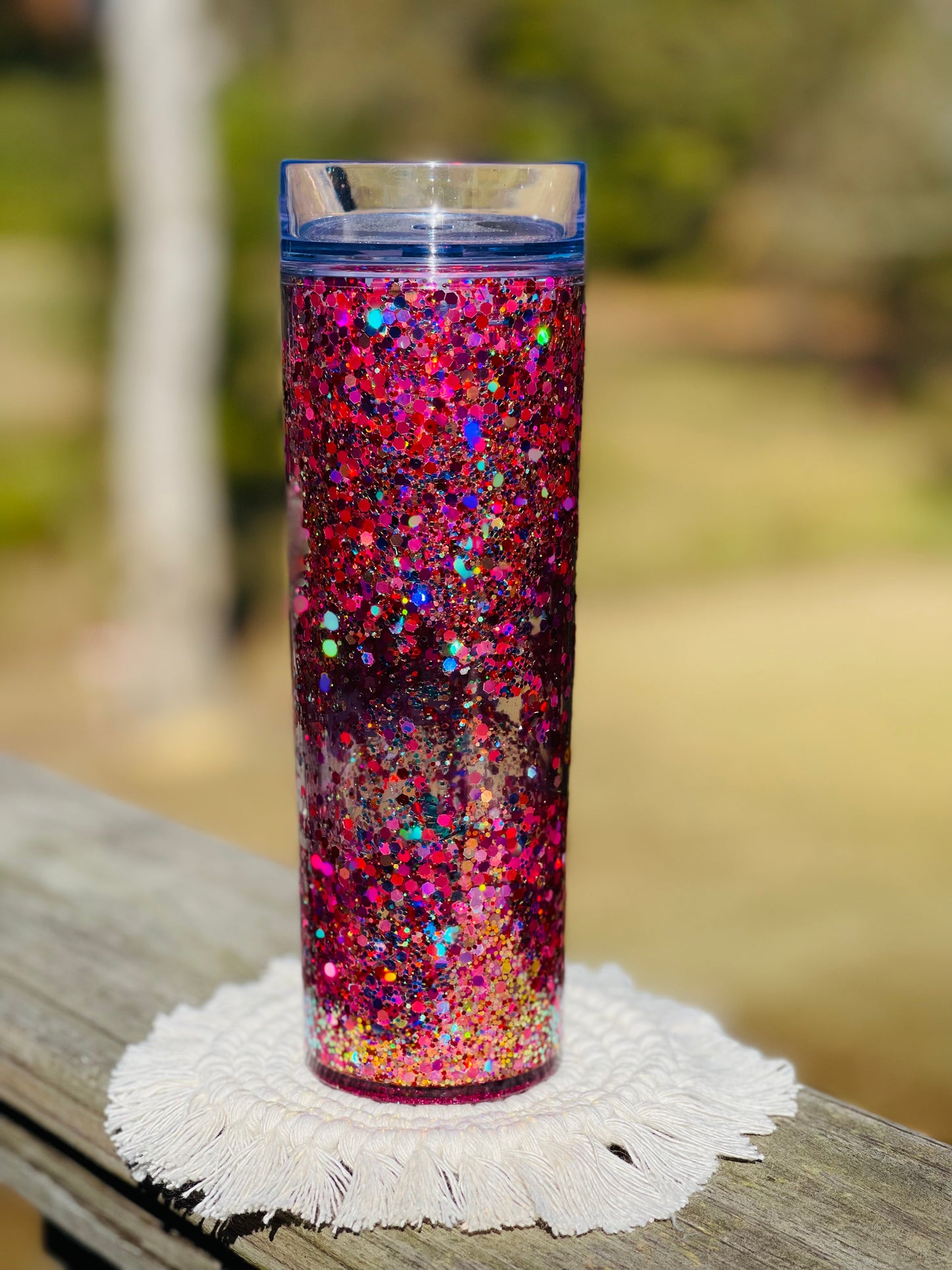 Acrylic glitter snow globe.