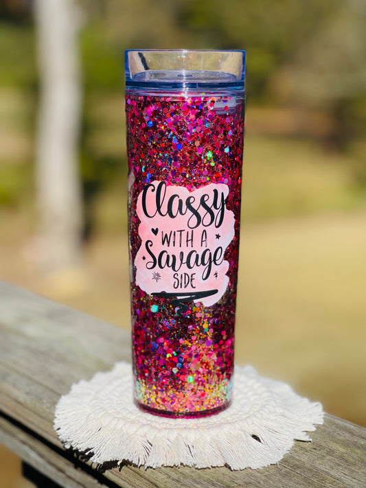 Acrylic glitter snow globe.